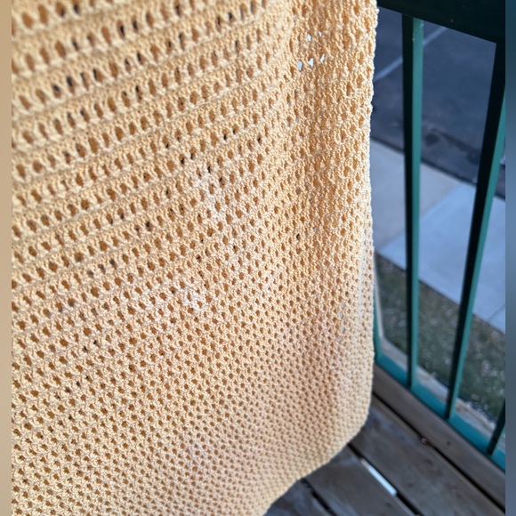 🆕 🌼 Rachel Zoe Yellow Crochet Knit Midi Skirt Lined Size M Casual Vacation Chic - Picture 12 of 13